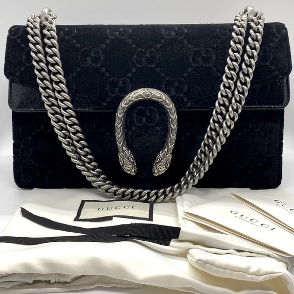 Gucci Bags Gucci Dionysus Gg Velvet Black Small Shoulder Hand Bag New Poshmark